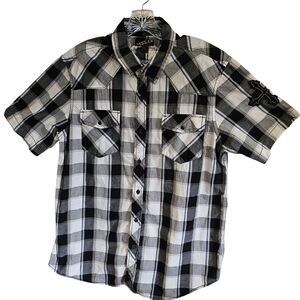 Helix Plaid Button-down Stitched Crosses With Snap Pockets Size X Large Shirt